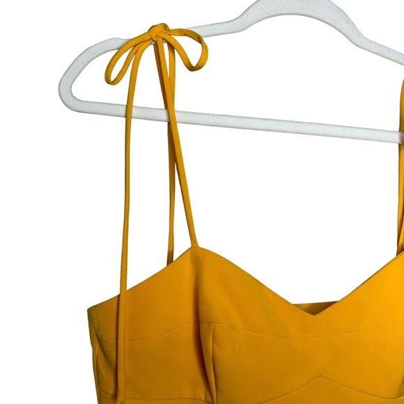 Gianni Bini Elena Ruffle Dress Size 6 Tuscany Flounce Hem Mustard Yellow New - Picture 3 of 11